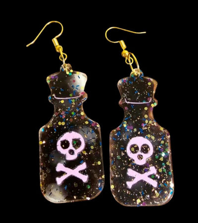 Handmade Poison Bottle Earrings – A Unique, Spooky Statement for Your Look - Ink Wave Creations