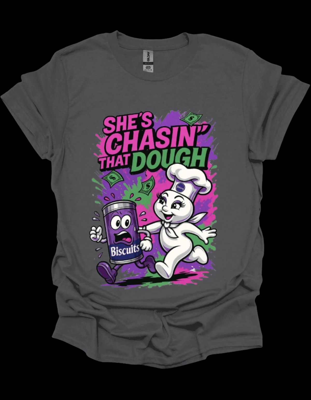 Funny hustle She’s Chasing That Dough Money Mindset Graphic Tee for women