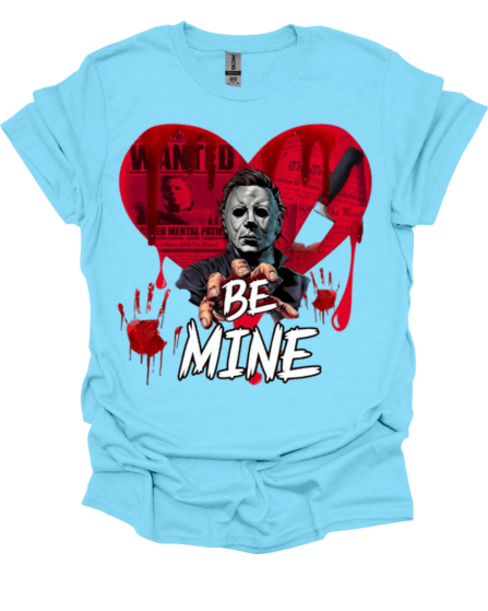 Baby Blue Be Mine Horror Valentine Graphic Tee