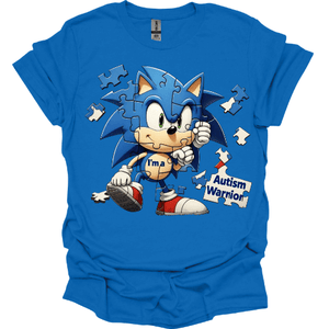 Close-up of autism puzzle Sonic style
