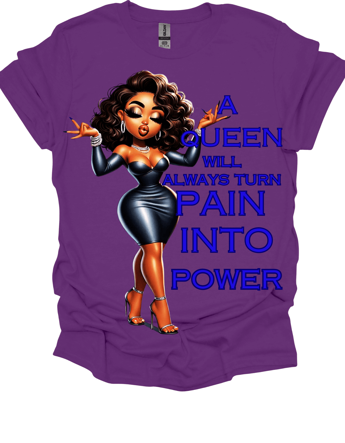 Queen Turns Pain Into Power Empowerment Graphic Tee Purple Tee