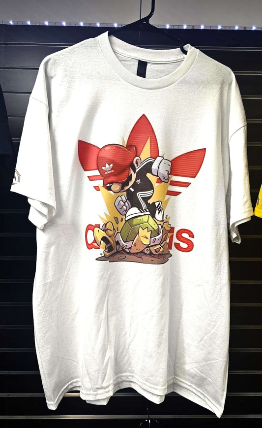 Retro Gaming Drip Bros Streetwear Graphic Tee– Exclusive Mario Adidas Mash-Up