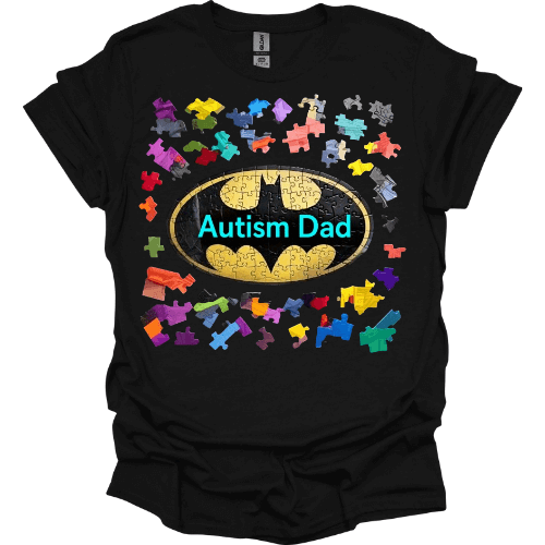 Autism Warrior Dad Superhero Inspired Graphic Tee front view