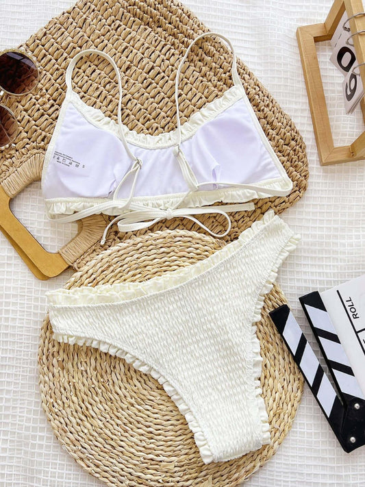 Frill Textured Spaghetti Strap Two-Piece Swim Set - Ink Wave Creations