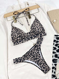 Leopard halter neck bikini set