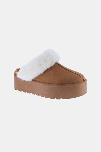 Weeboo Thick Bottom Fur Trim Snow Slippers - Ink Wave Creations