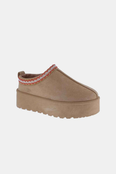 Weeboo Platform Embroidered Trim Slip-On Boots - Ink Wave Creations