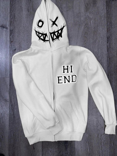 White mens-zip-up-letter-hoodie
