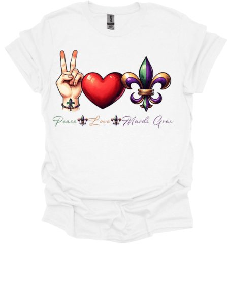 White Peace - Love - Mardi Gras T-Shirt