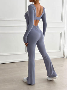 Devine Cutout Scoop Neck Long Sleeve Jumpsuit - Ink Wave Creations