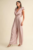 MABLE 3D Floral Applique Deep Cowl Neck Jumpsuit - Ink Wave Creations