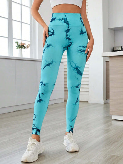 Printed High Waist Active Leggings - Ink Wave Creations