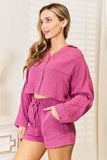 Basic Bae Buttoned Long Sleeve Top and Shorts Set - Ink Wave Creations