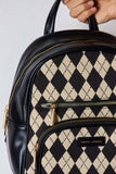 David Jones Argyle Pattern PU Leather Backpack - Ink Wave Creations
