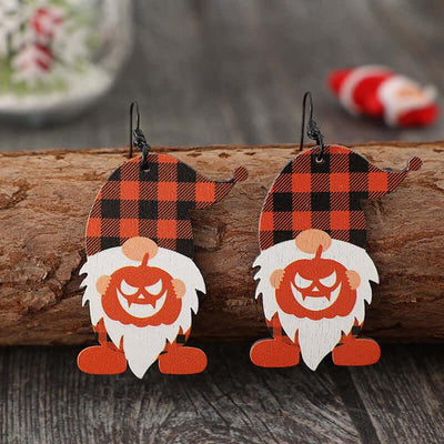 Wooden Dwarfs Pumpkin Dangle Earrings - Ink Wave Creations