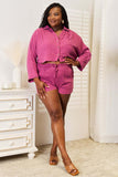 Basic Bae Buttoned Long Sleeve Top and Shorts Set - Ink Wave Creations
