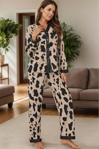 Button Up Long Sleeve Top and Pants Lounge Set - Ink Wave Creations