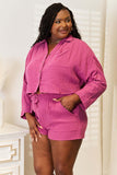 Basic Bae Buttoned Long Sleeve Top and Shorts Set - Ink Wave Creations
