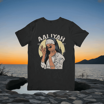 Moonlit Tribute: Aaliyah Celestial R&B Icon Tee - Ink Wave Creations
