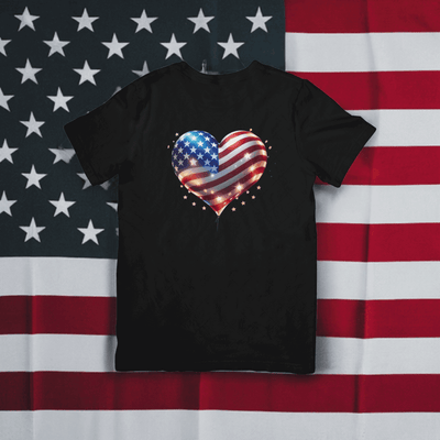 Flag Heart Graphic T- shirt - Ink Wave Creations