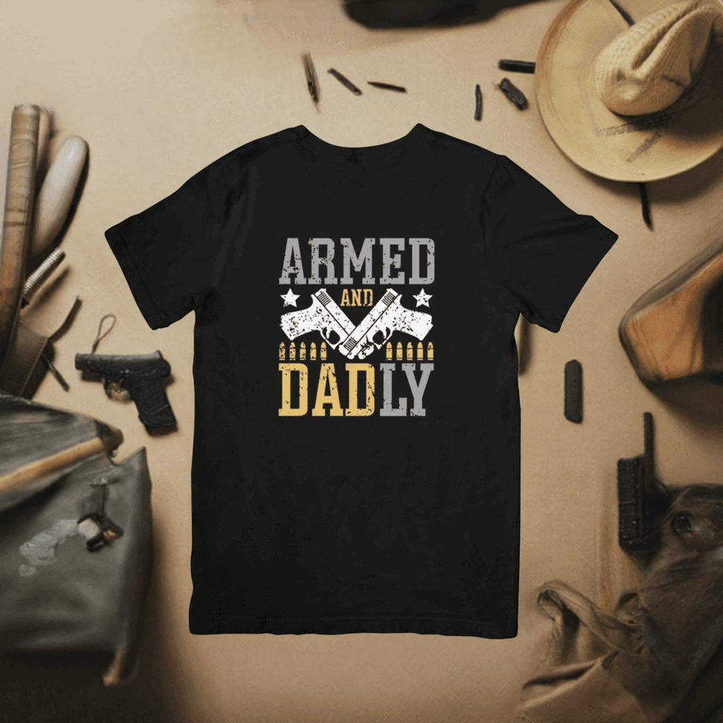 Armed and Dadly Graphic T-Shirt – Bold, Fun, Custom Dad Apparel - Ink Wave Creations