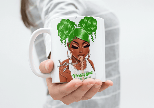 Pretty Ebony Girl Rock Ceramic Mug - Ink Wave Creations