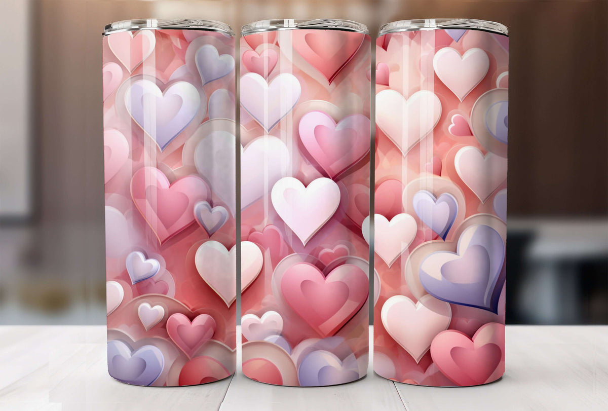 Vibrant Color Heart Insulated Tumbler Cup