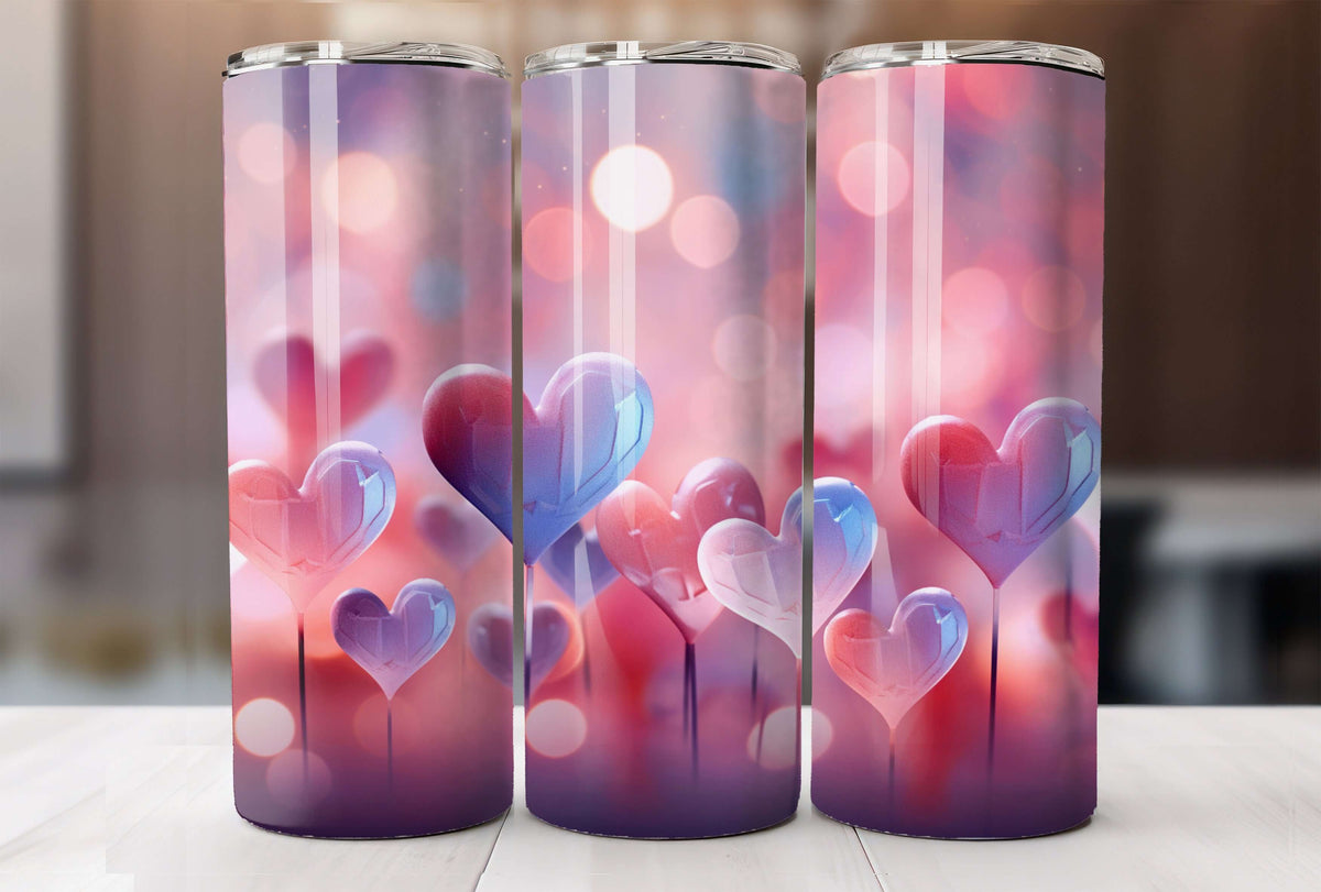 Vibrant Color Heart Insulated Tumbler Cup