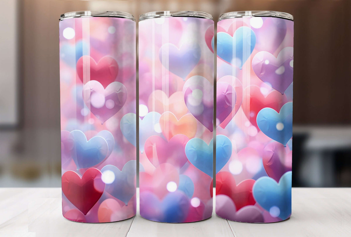 Vibrant Color Heart Insulated Tumbler Cup