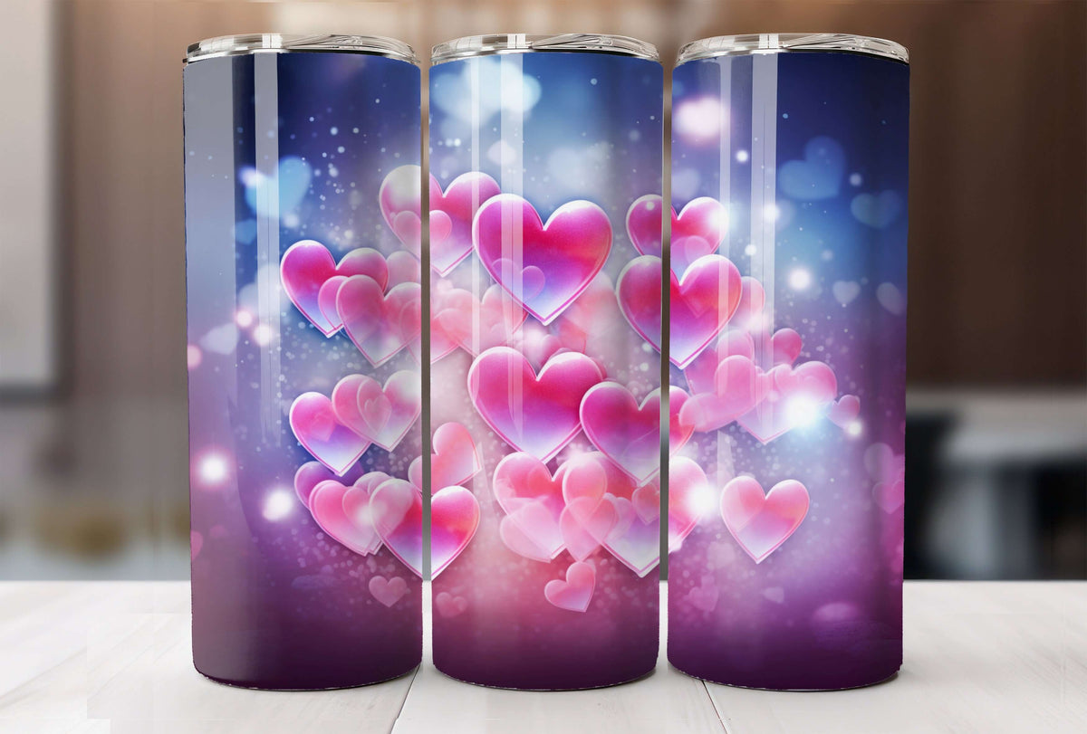 Vibrant Color Heart Insulated Tumbler Cup
