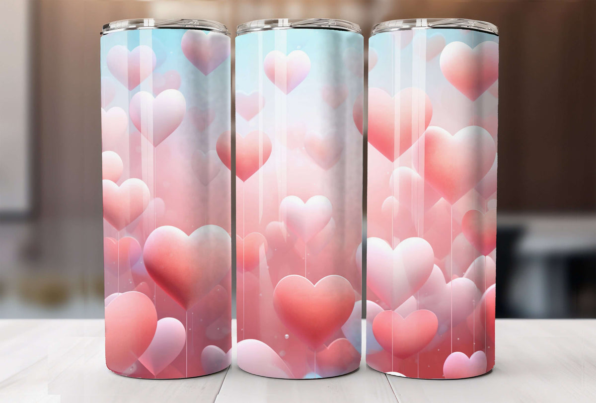 Vibrant Color Heart Insulated Tumbler Cup