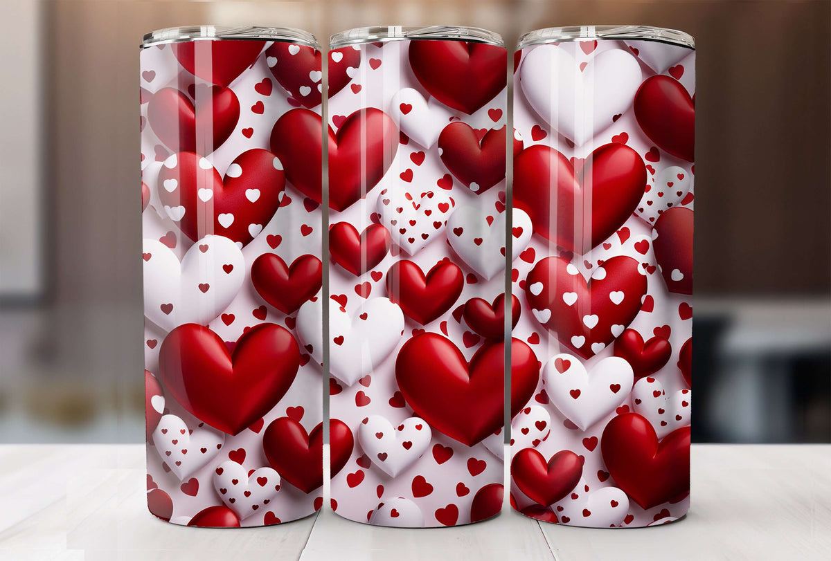 Vibrant Color Heart Insulated Tumbler Cup