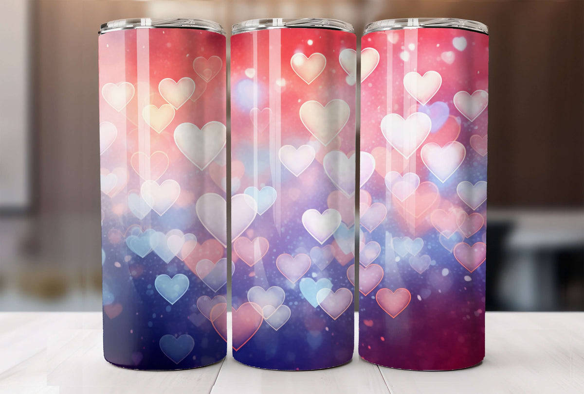 Vibrant Color Heart Insulated Tumbler Cup