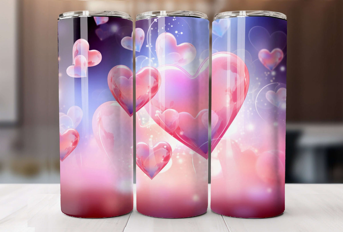 Vibrant Color Heart Insulated Tumbler Cup